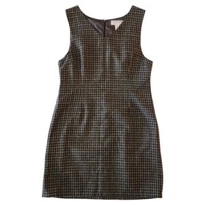 Plaid Fitted Mini Dress Wool Blend Y2K Vintage Size 8 Poly Lining